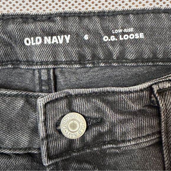 Old Navy Low Rise OG Loose Jeans 6 Charcoal Faded Black Moon Shade Straight Leg - Picture 4 of 16